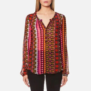 Scotch and Soda Maison Scotch Women's Sheer  Colorful Printed Tunic Top